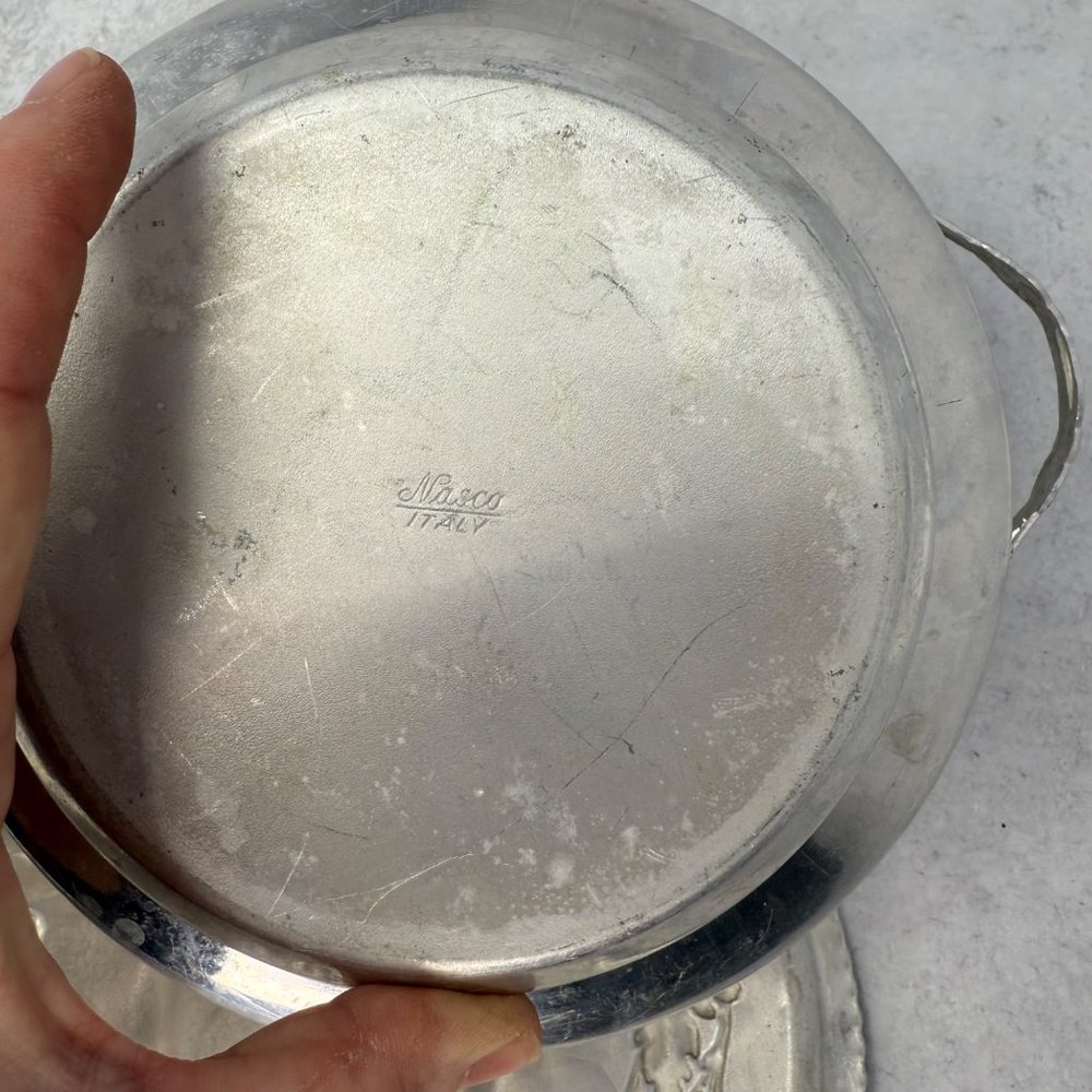 Gorgeous Mid Century 50's Hammered Aluminum Covered Bowl Lid Nasco Casserole - Picture 7 of 7